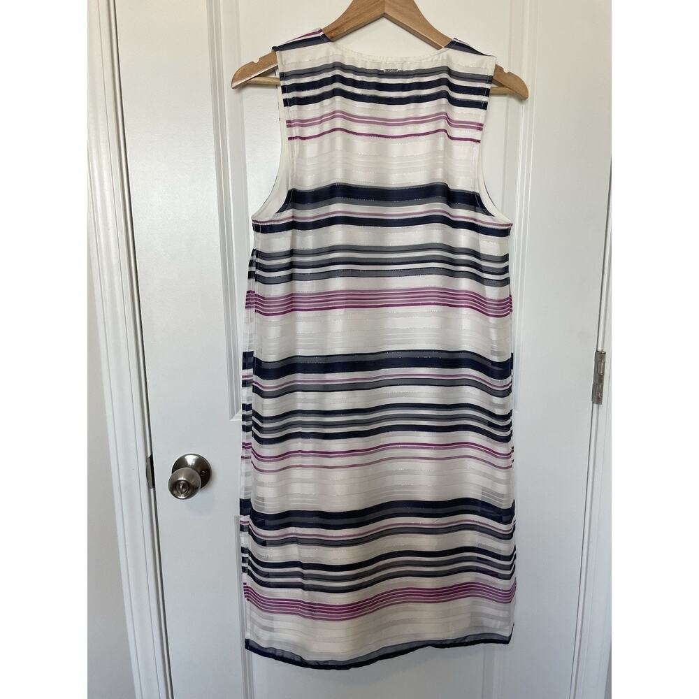 NWT DKNY Shift Dress Striped Shimmer Split Side Draped Size Small Women’s - Picture 2 of 12